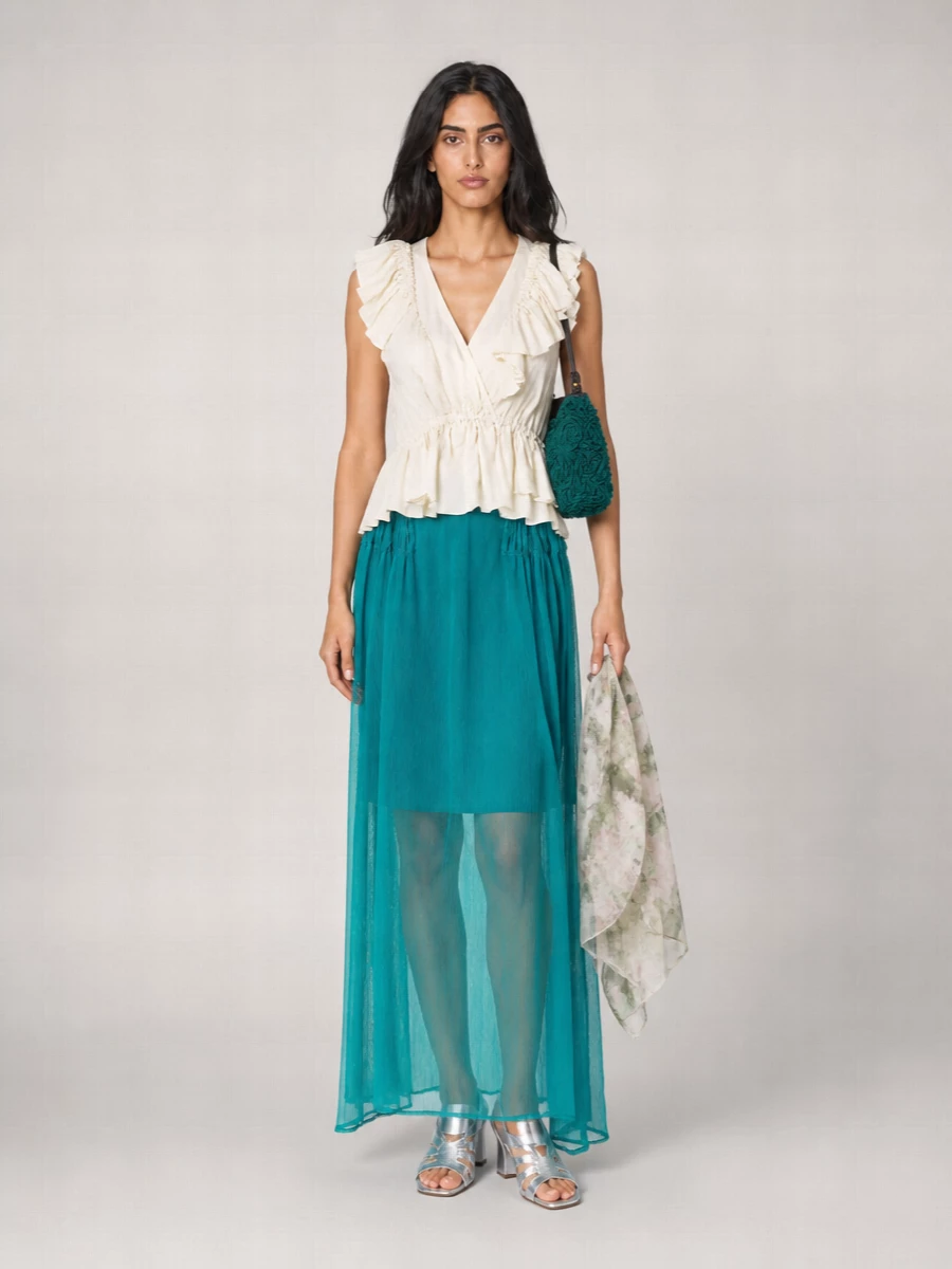 Dries Van Noten Silk Quilted Maxi Skirt