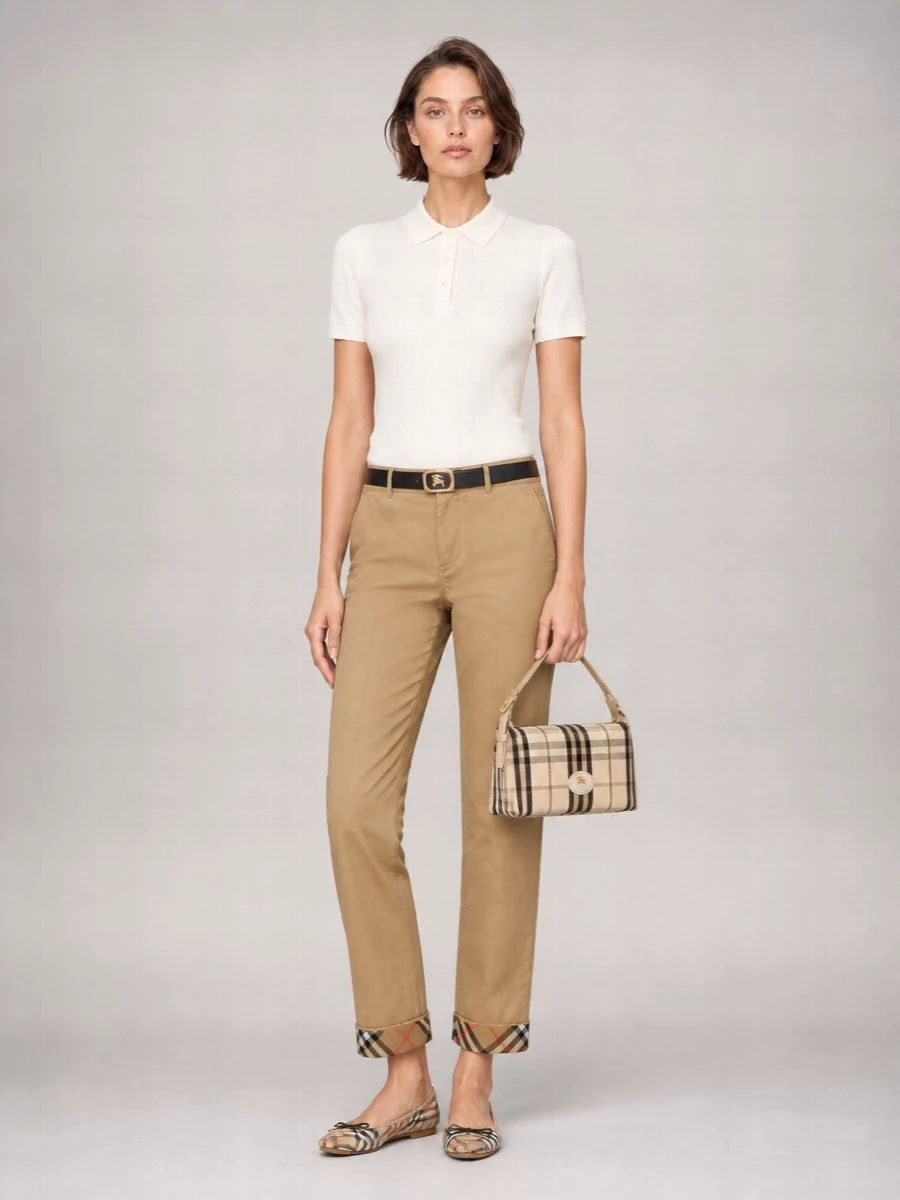 Burberry Cotton Twill Straight-Leg Pants