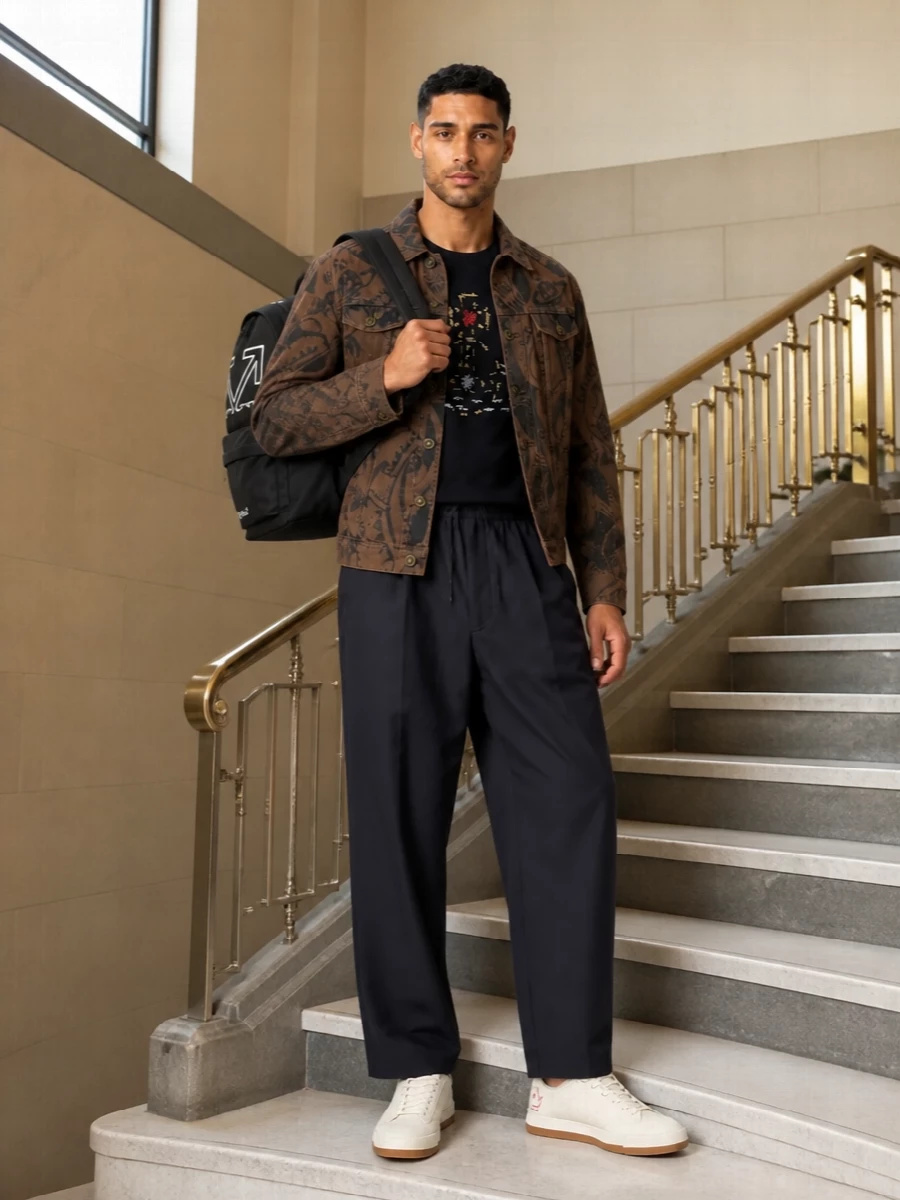Vivienne westwood trucker navy trousers outfit