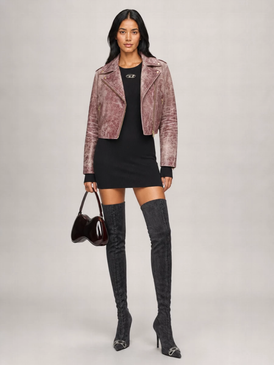 Diesel Textured Coat Zip Pockets Notched Lapels