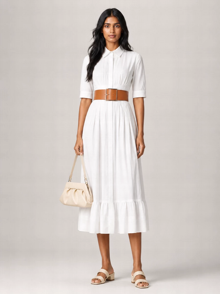 S Max Mara Cotton Poplin Fit-And-Flare Midi Dress