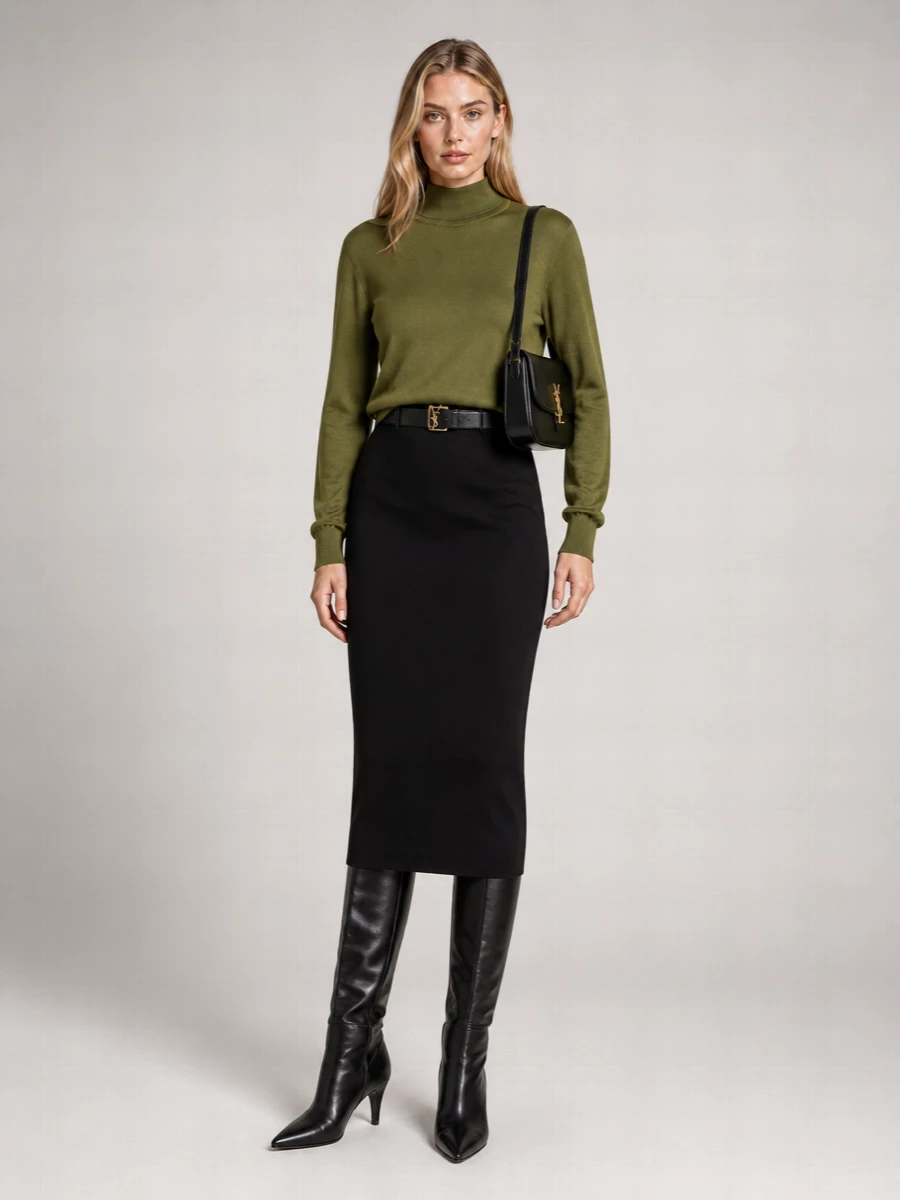 Saint Laurent Cashmere Silk Wool Turtleneck Jumper