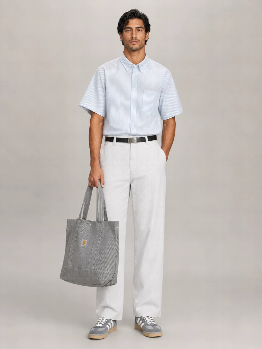 Carhartt Wip Striped Wide-Leg Cotton Trousers