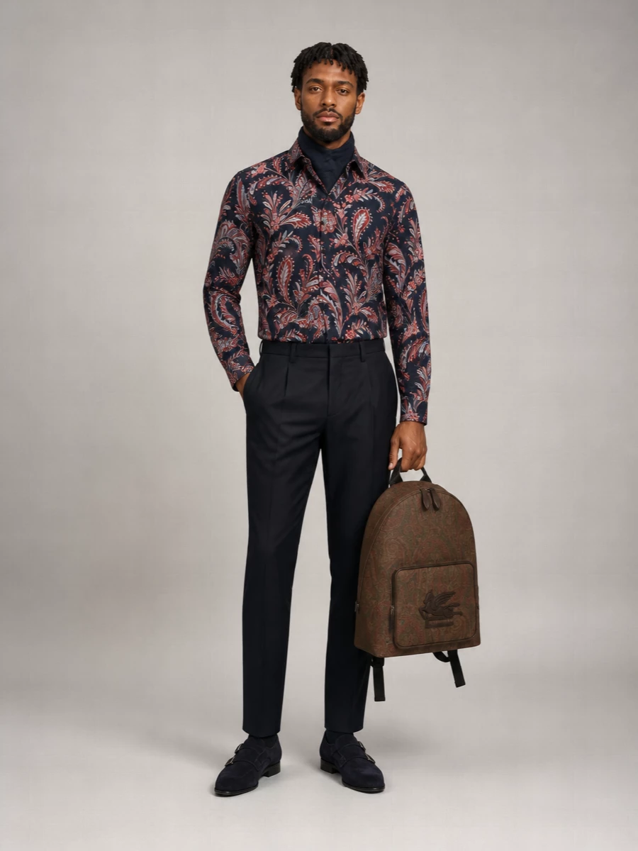 Etro Silk Printed Long-Sleeve Shirt