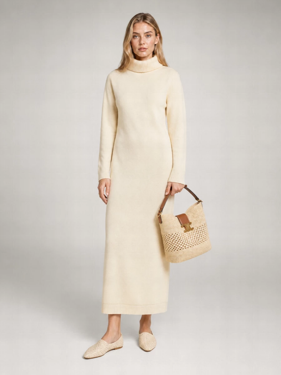 celine knitted dress straw bucket bag with Jil Sander knit Recently added