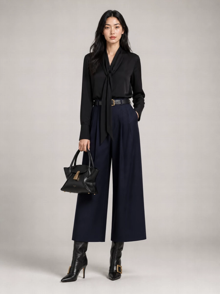 Balmain High-Rise Wool Wide-Leg Trousers