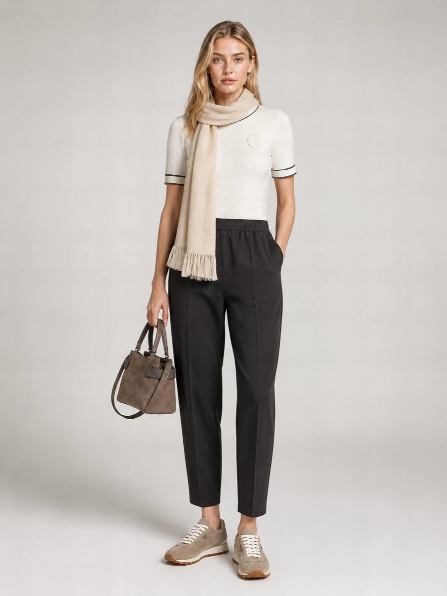 Brunello Cucinelli Ribbed Trim Cotton Crew Neck T-Shirt