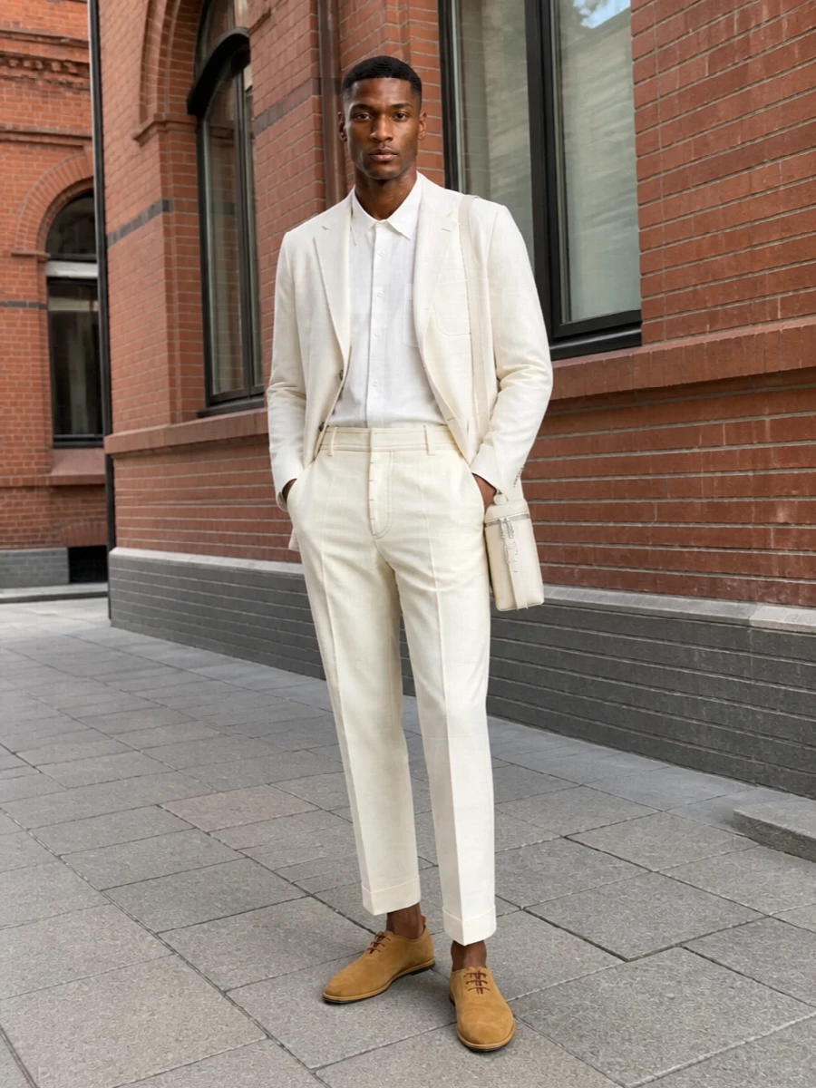 Ami paris ivory blazer cream trousers outfit