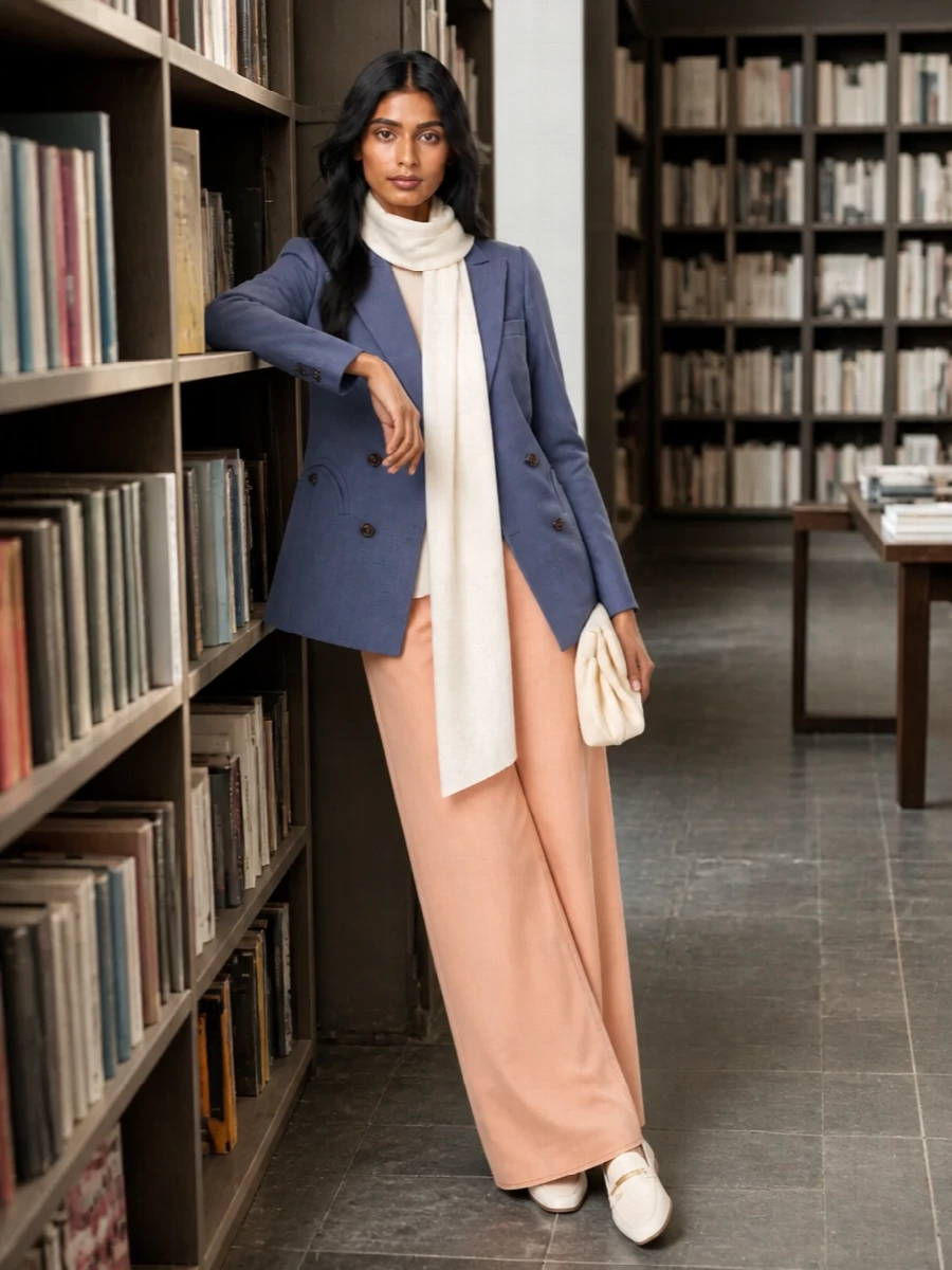 Blaze milano blazer peach wide leg trousers outfit