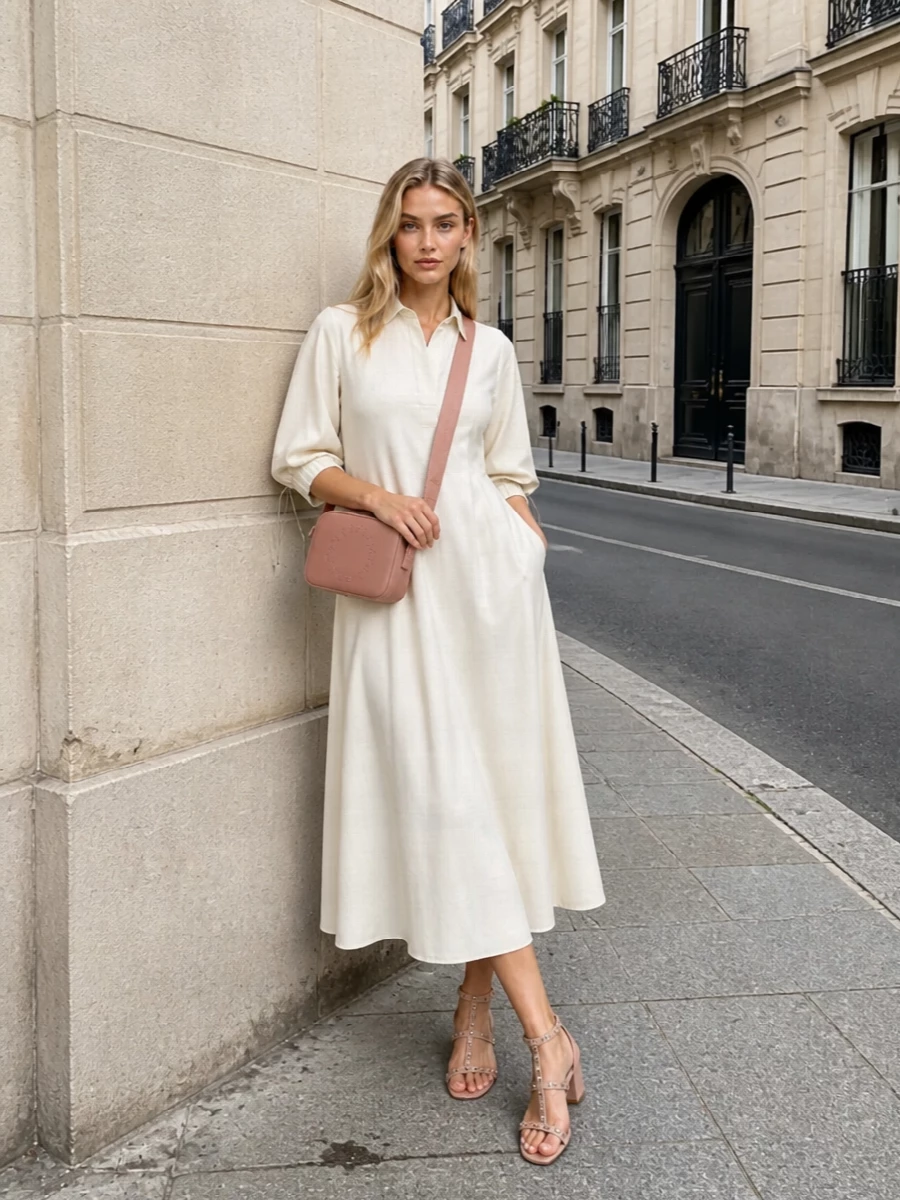 Max mara ivory shirt dress valentino sandals