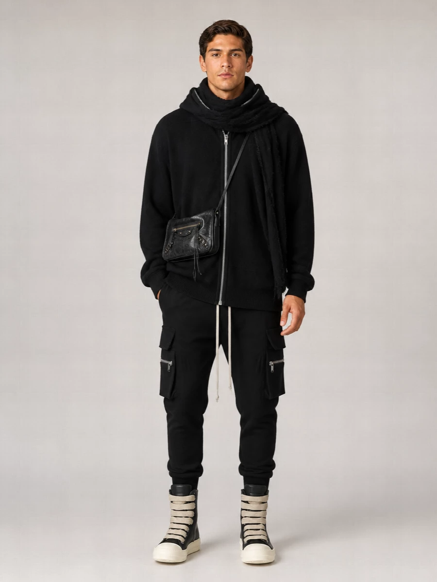 Rick Owens Wool Cotton Tapered Cargo Pants