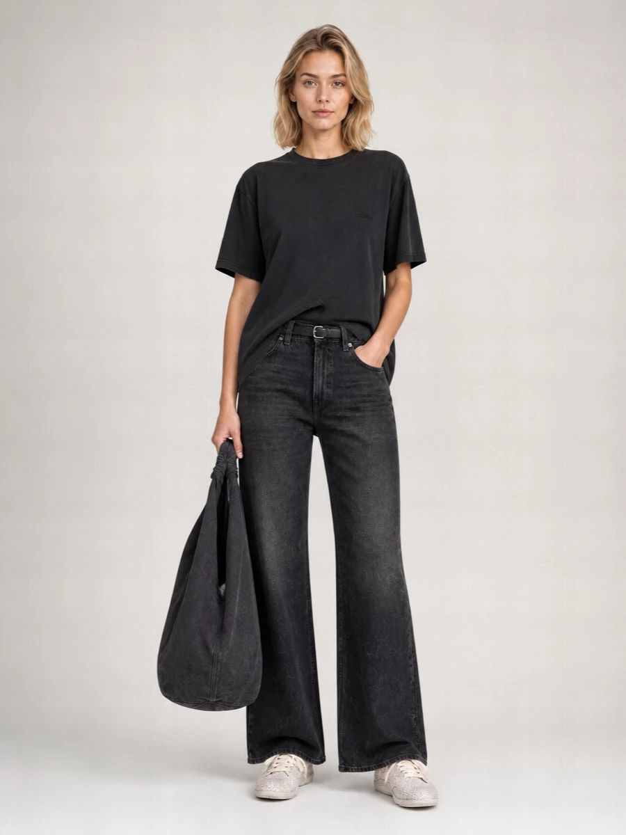 Haikure Denim Wide-Leg Trousers