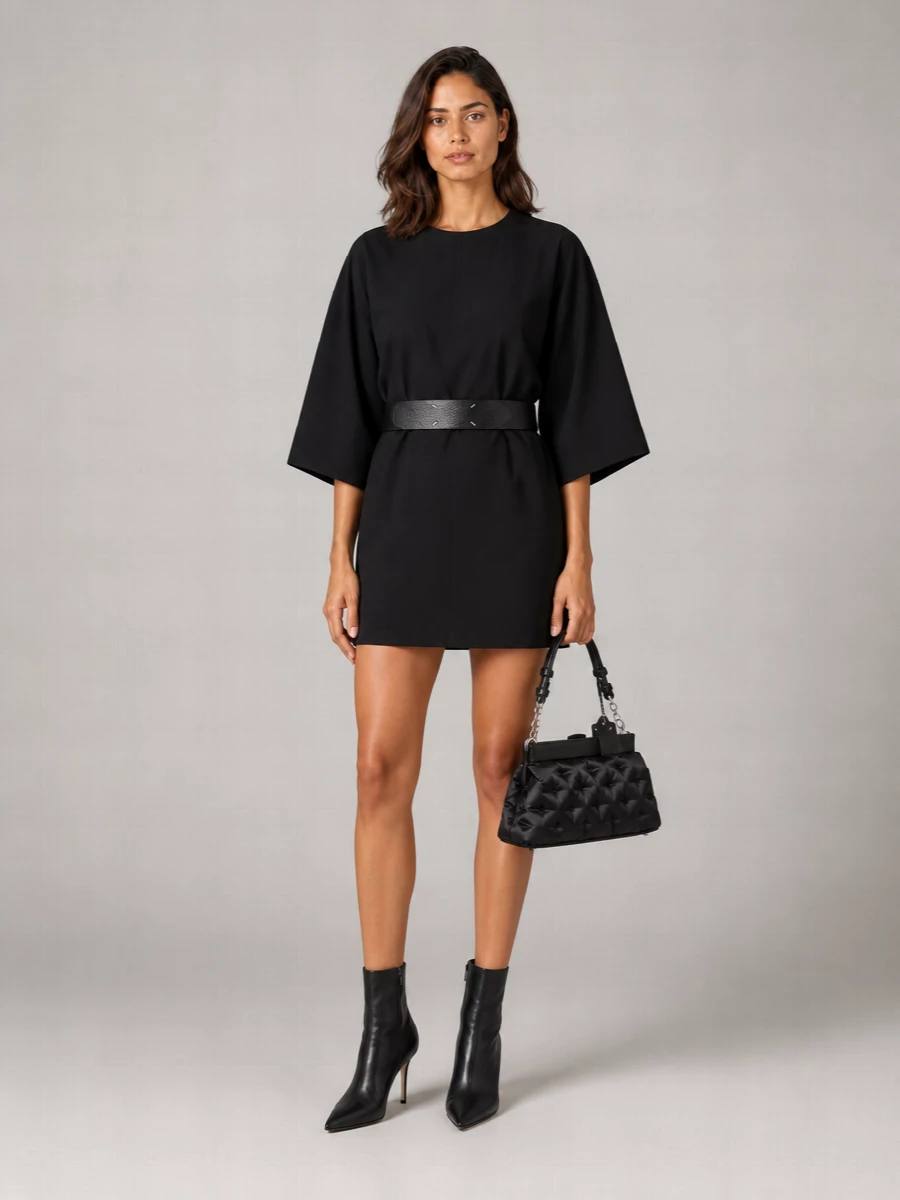 Mm6 Maison Margiela Wool-Blend Belted Mini Dress