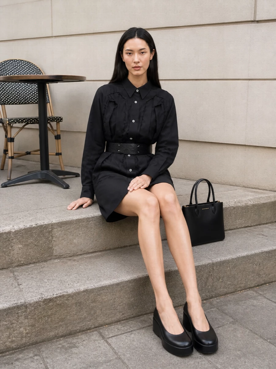 Comme des garcons black shirt dress platforms