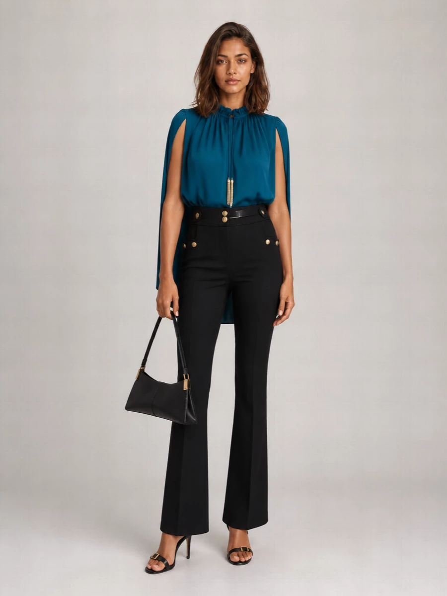 Balmain Viscose Sleeveless Pleated Blouse