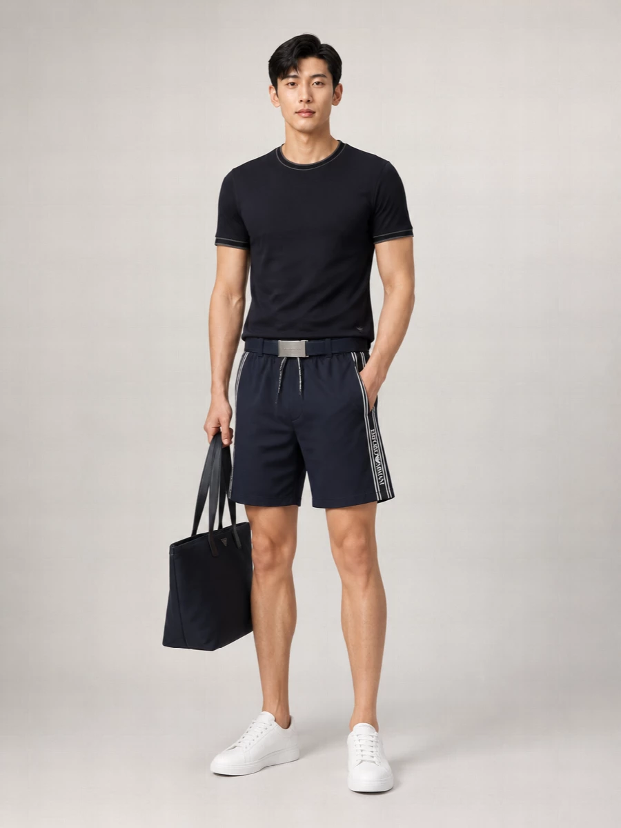 Emporio Armani Logo-Embroidered Swim Shorts