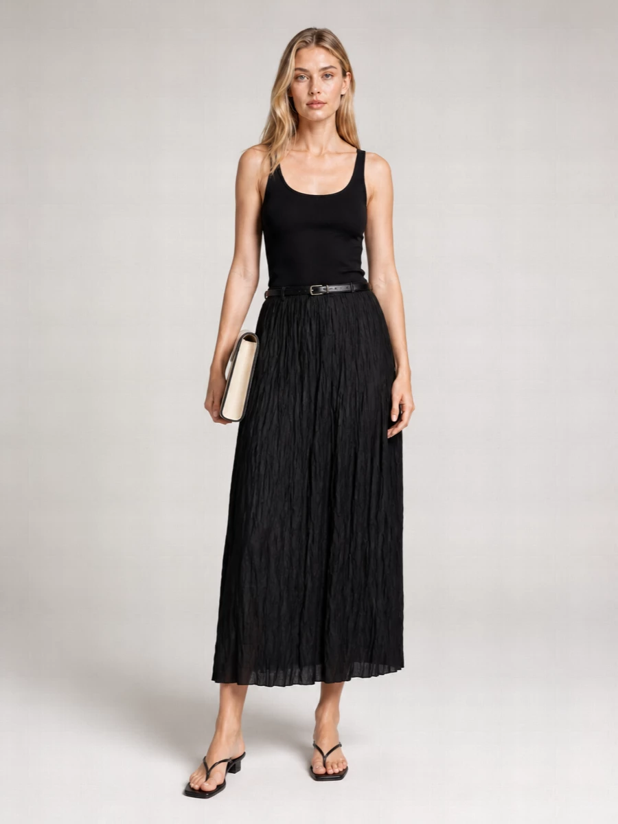 Totême Linen Crinkled Full Skirt