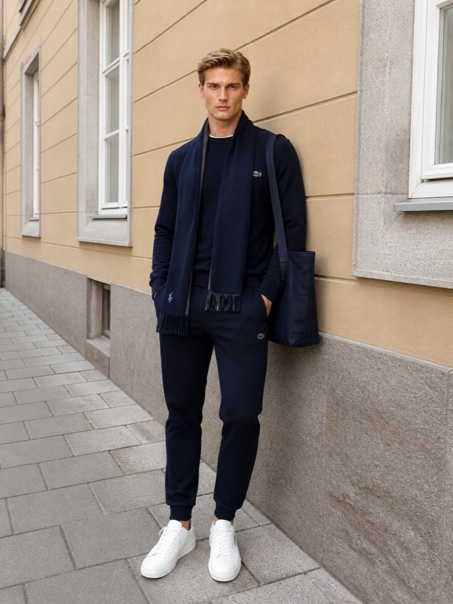 Lacoste navy sweatshirt joggers autry sneakers