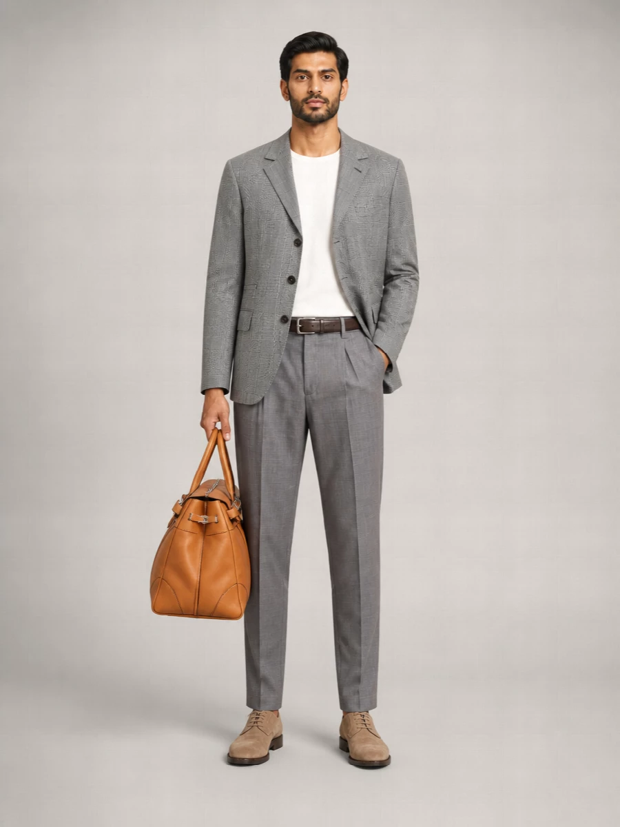 Brunello Cucinelli Wool Prince Of Wales Single-Breasted Suit Jacket
