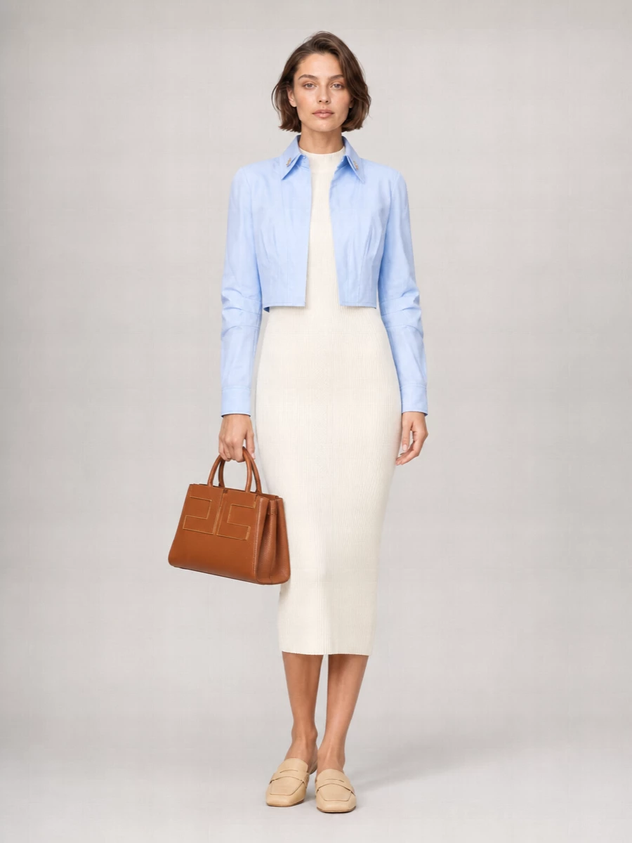 Elisabetta Franchi cotton cropped long-sleeve shirt