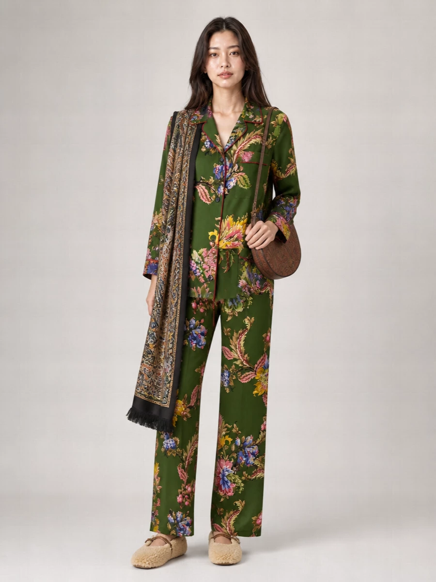 Etro Cashmere Fringed Logo Print Scarf
