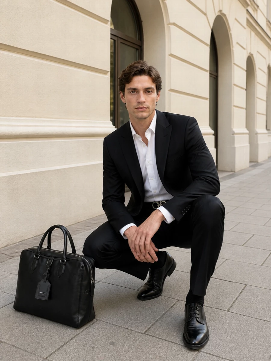 Dolce gabbana black suit with derby shoes