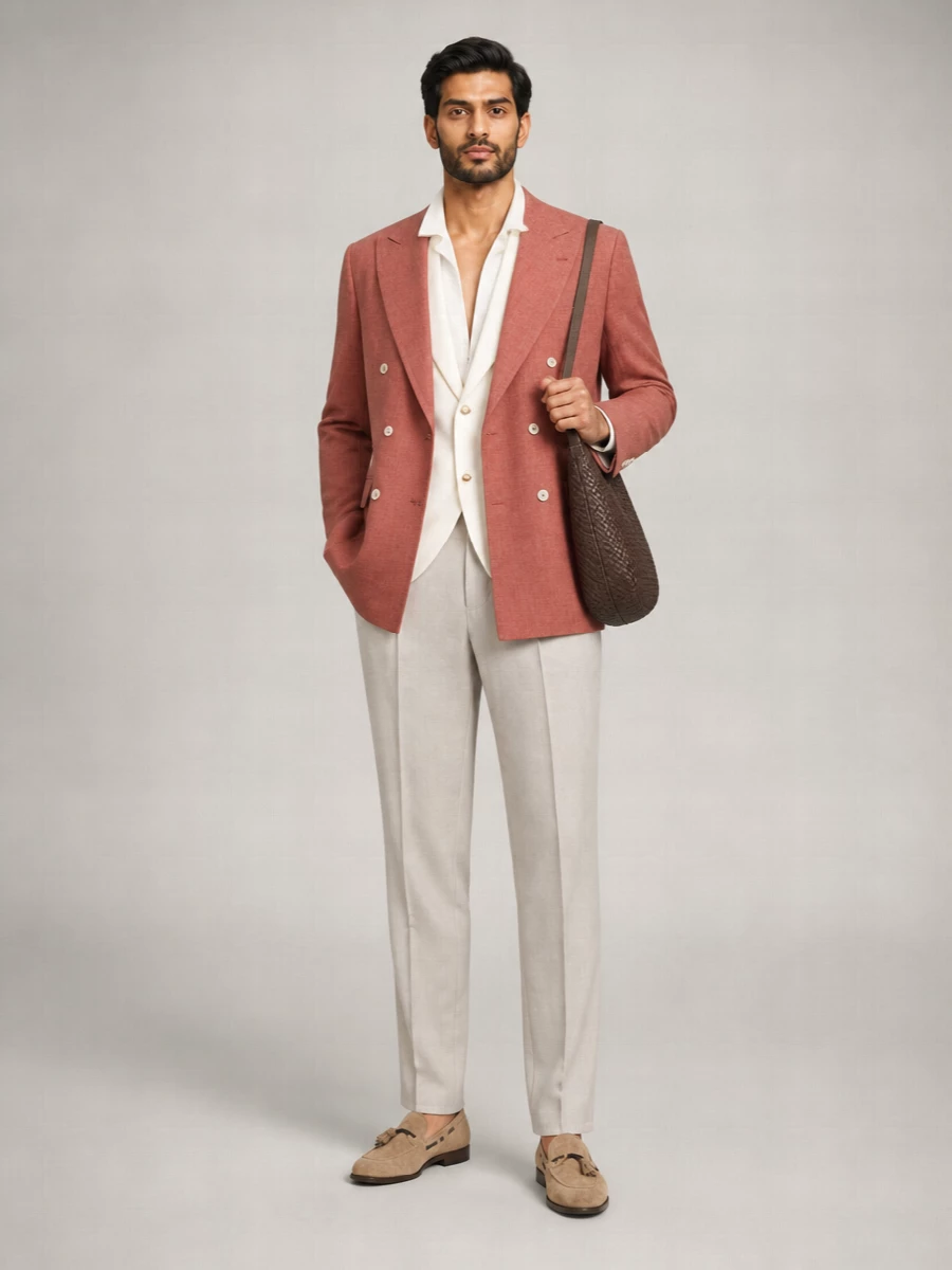 Brunello Cucinelli Wool Blend Double Breasted Coat