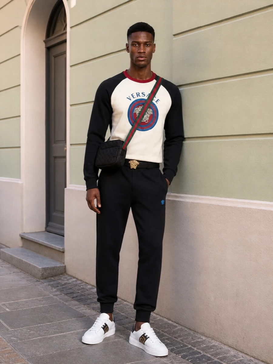 Versace medusa sweatshirt black joggers sneakers