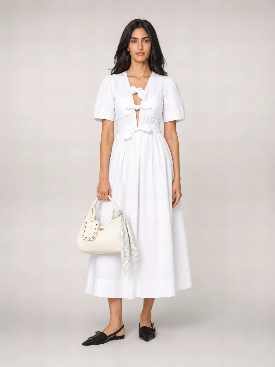 Ganni V-neck midi dress | The Fashion Square