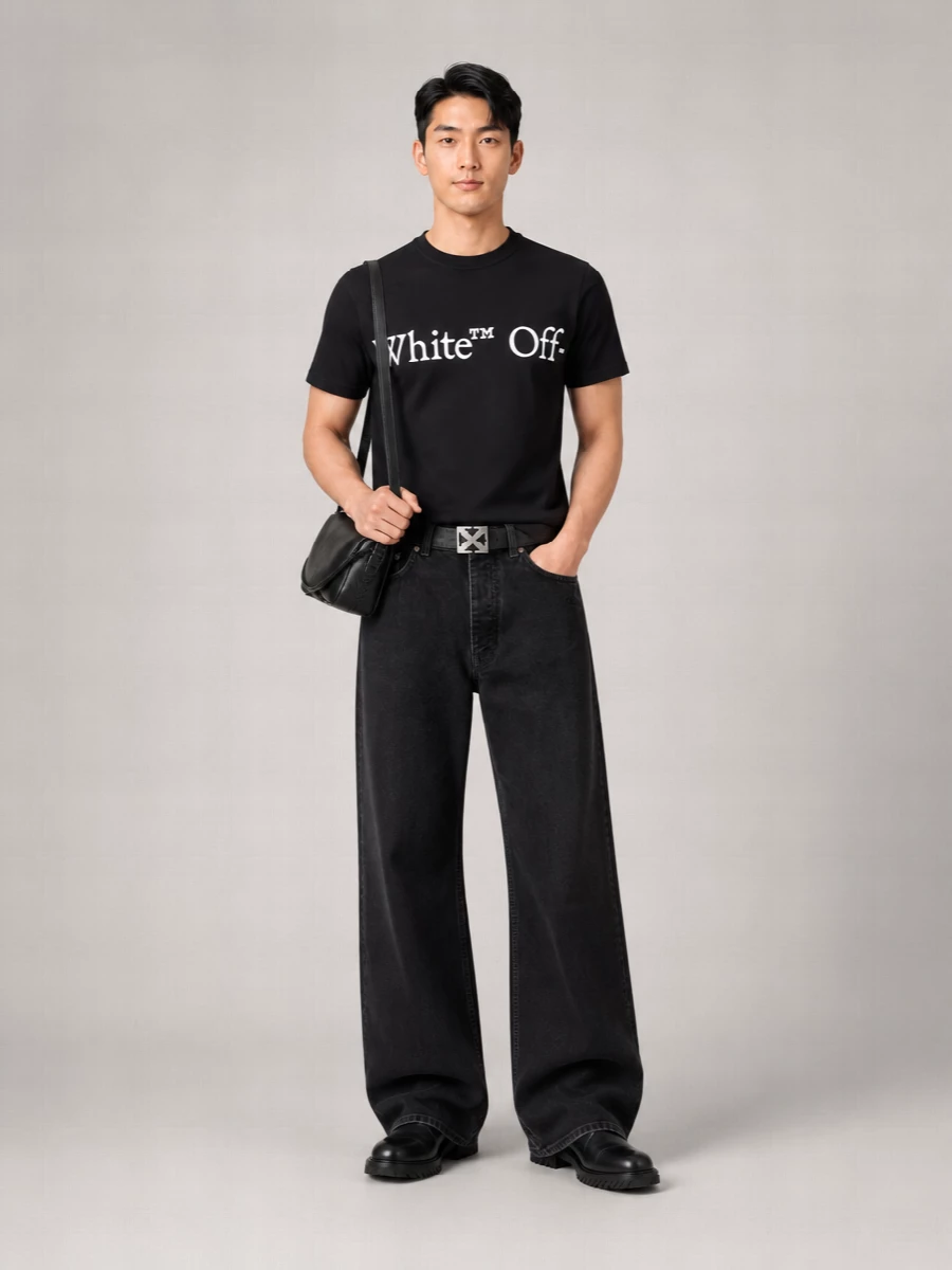 Off-White Cotton Logo Print Short Sleeve T-Shirt