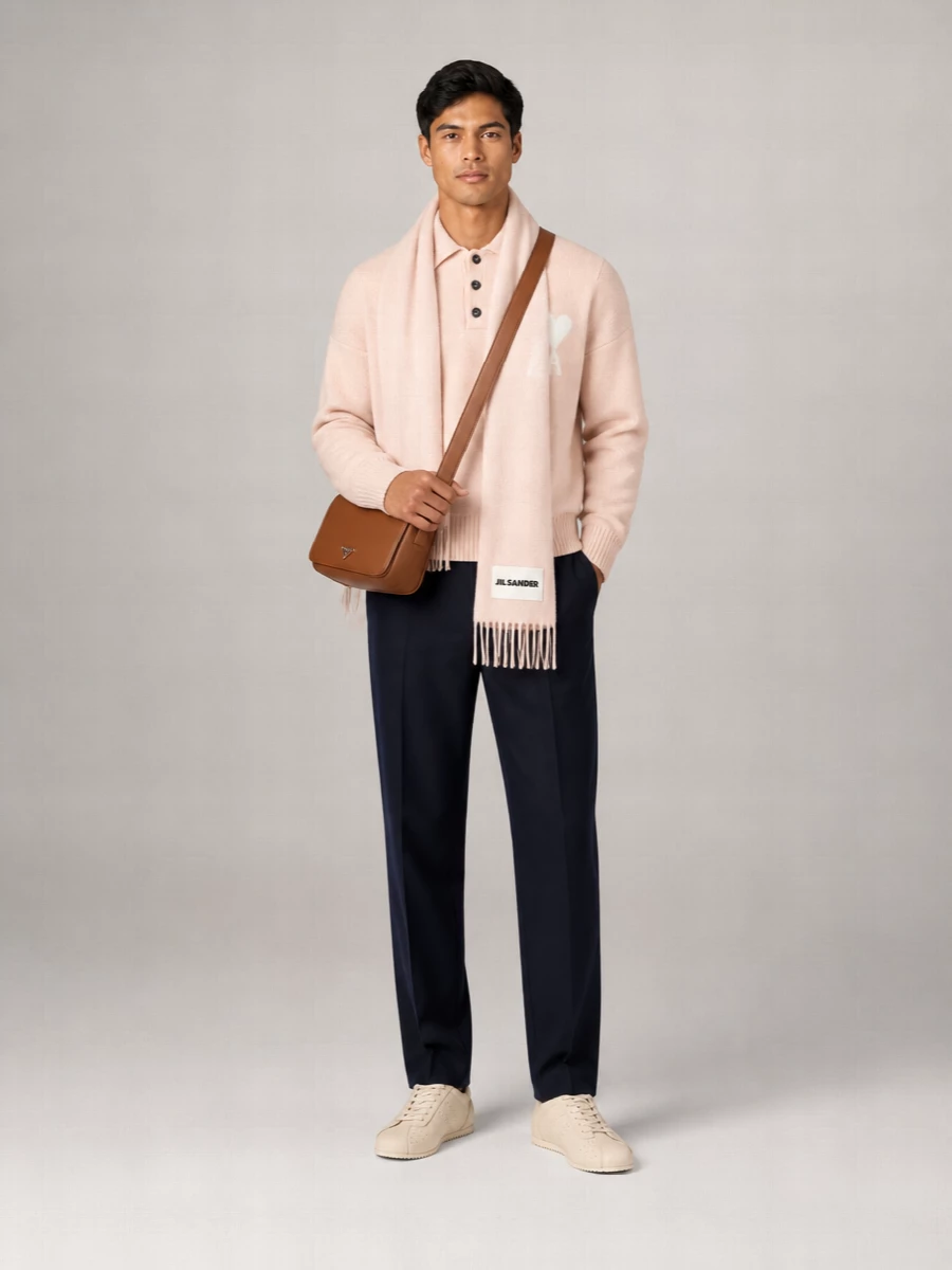 Ami Paris Wool Alpaca Polo Sweater
