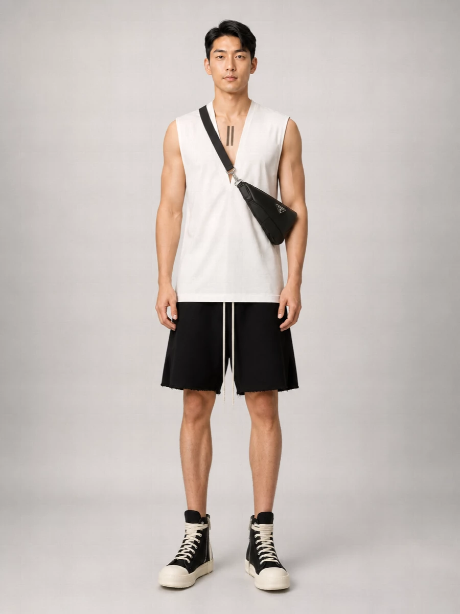 Rick Owens Drkshdw Cotton Deep V-Neck Tank Top