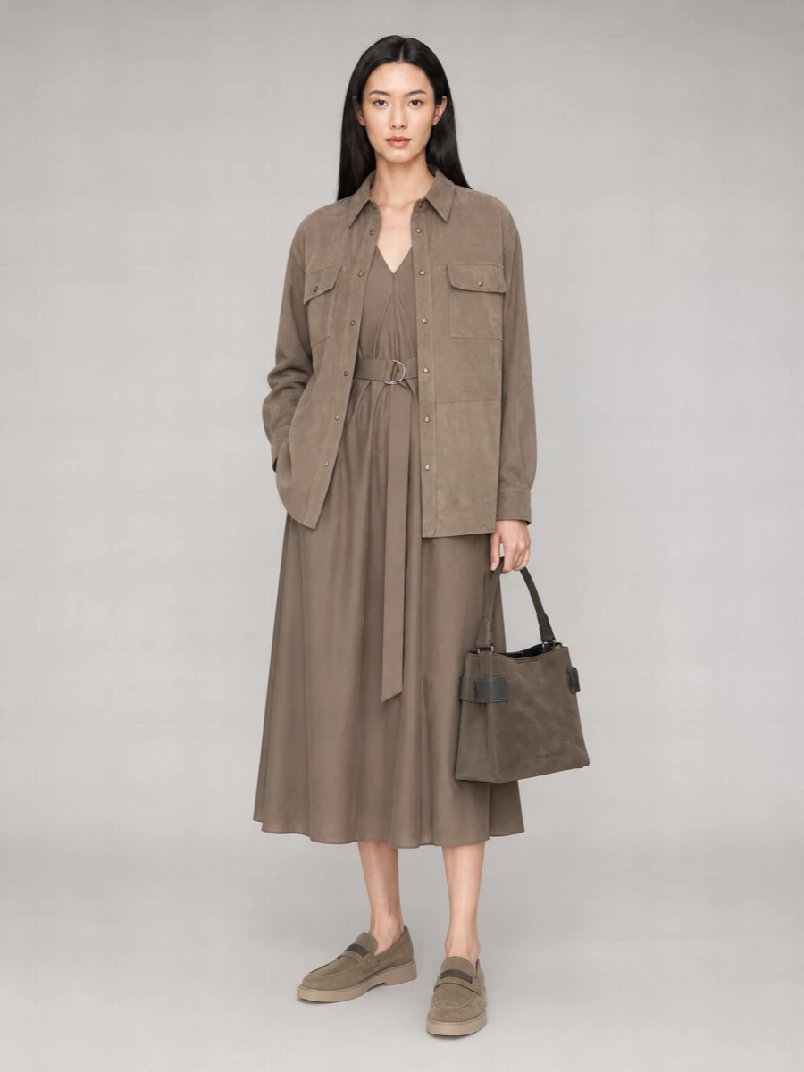 Brunello Cucinelli Suede Fitted Jacket