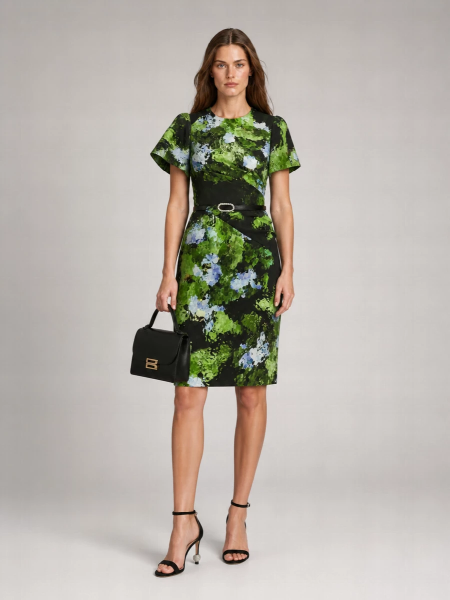 Victoria Beckham Floral-Print Knee-Length Dress