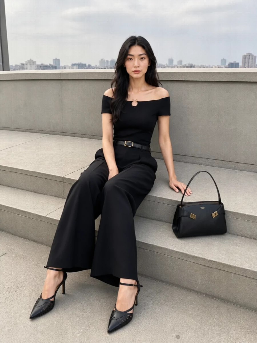 Alberta ferretti evening top wide leg trousers