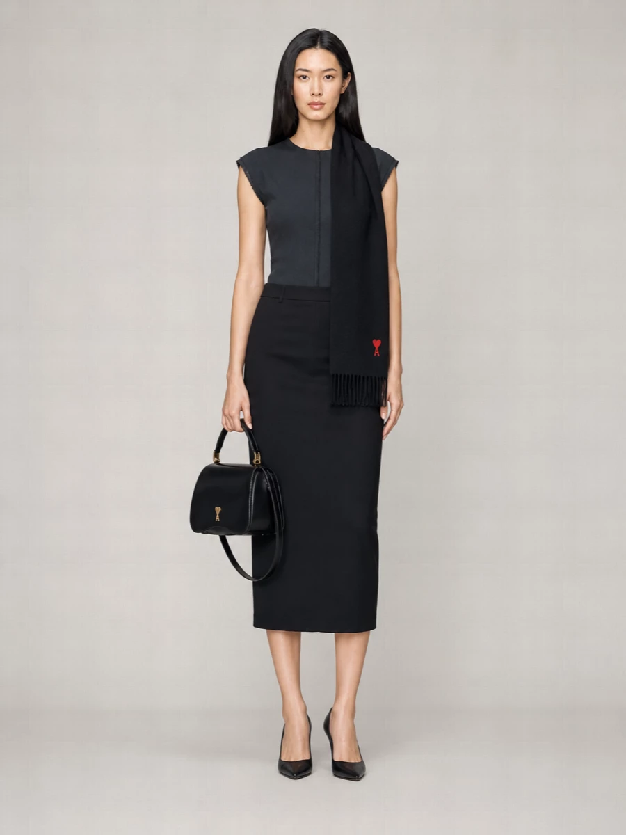 Ami Paris Viscose Pencil Skirt