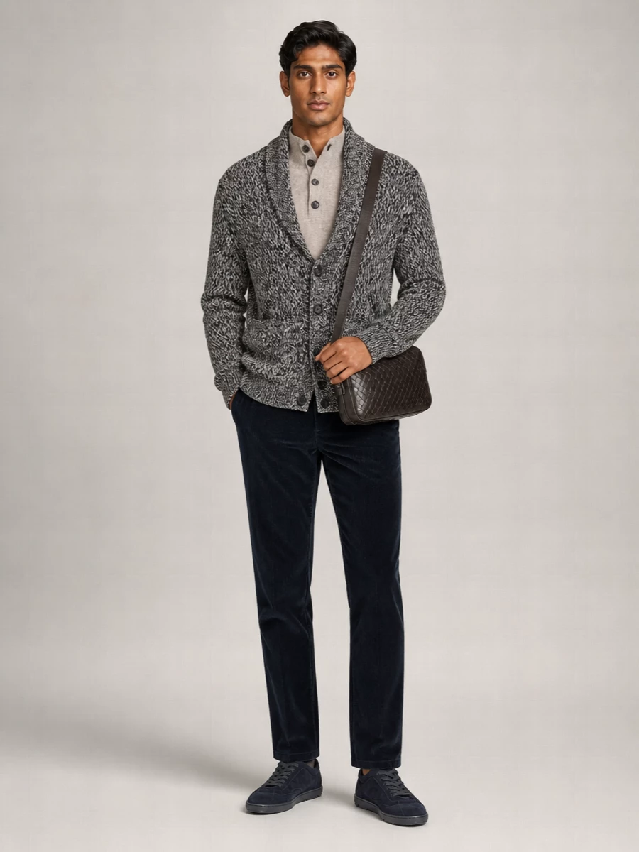 Brioni Wool Shawl Collar Cardigan