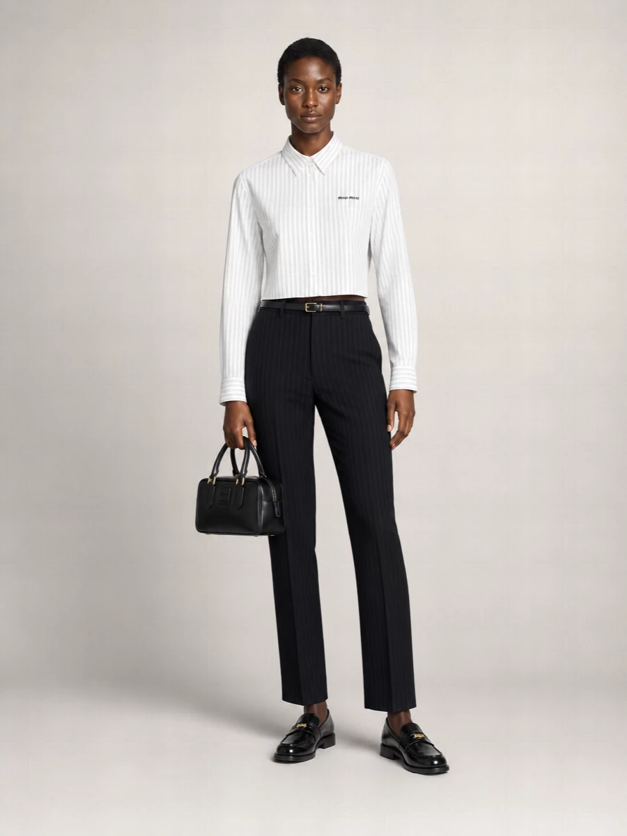 Miu Miu Embroidered Straight-Leg Trousers