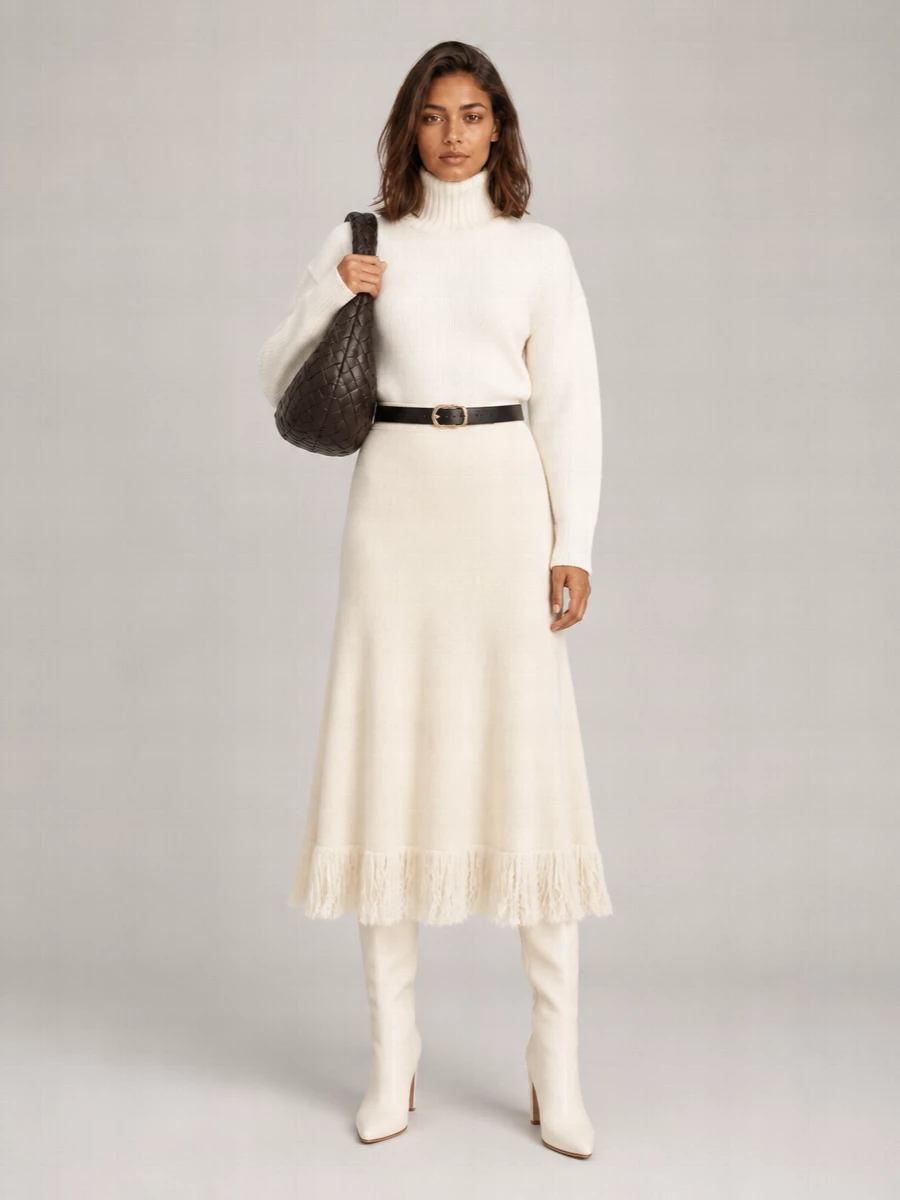 Bottega Veneta Bouclé A-Line Skirt