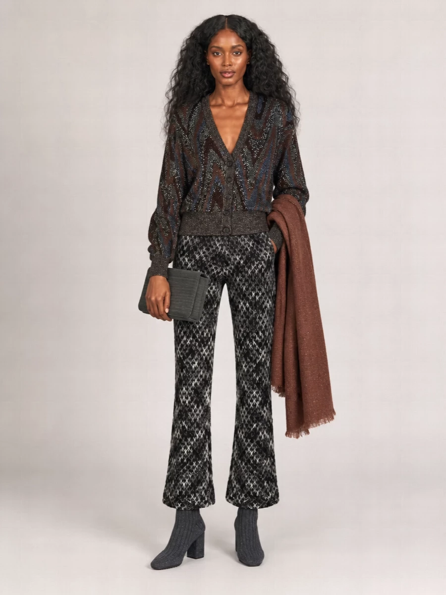 Missoni metallic zigzag knit v-neck long-sleeve cardigan