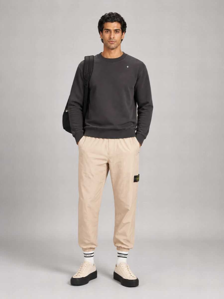 Stone Island Ribbed Crew-Neck Long-Sleeve T-Shirt