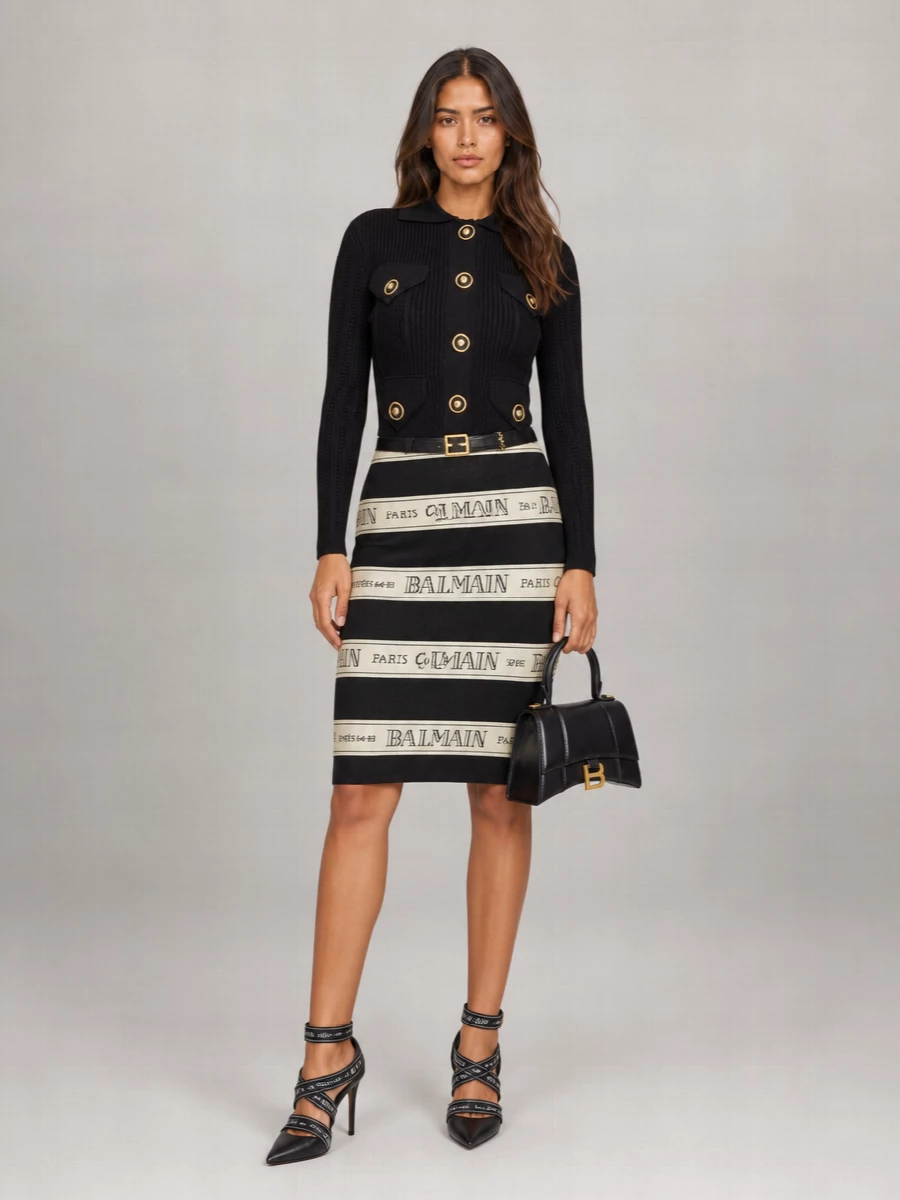 Balmain High-Rise Jacquard Mini Skirt