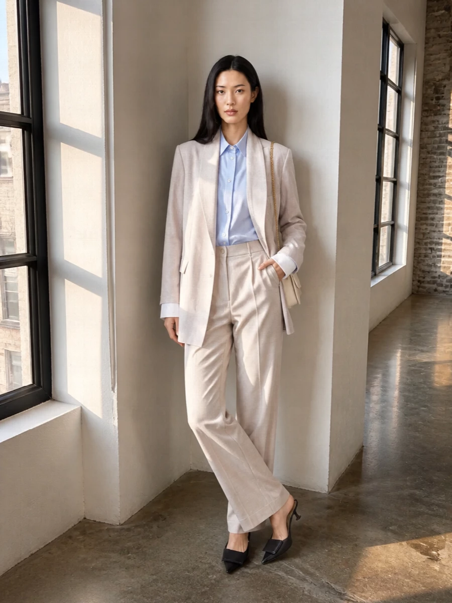 Acne blazer max mara wide leg trouser outfit