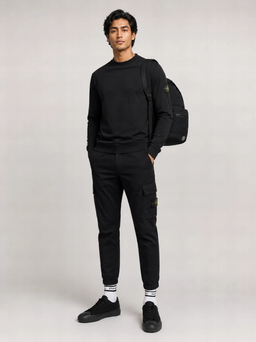 Stone Island Ribbed Long-Sleeve Sweatshirt