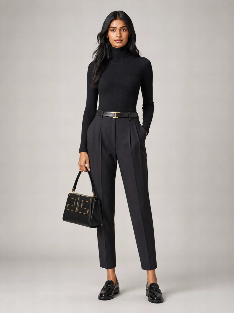 Elisabetta Franchi Satin High-Rise Cropped Tapered Suit Trousers