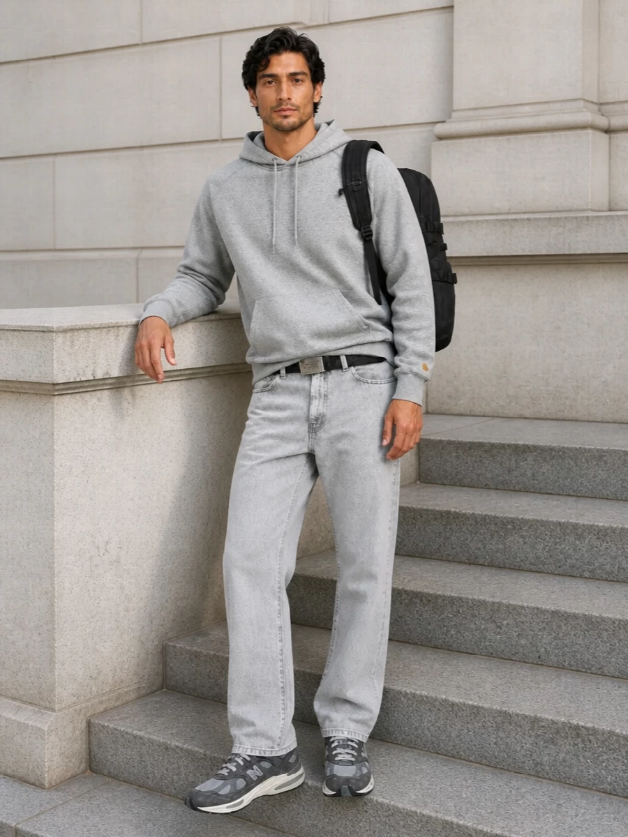 Carhartt grey hoodie light denim new balance
