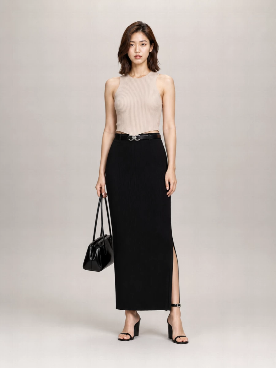 Courrèges Ribbed Sleeveless Asymmetric Knitted Top