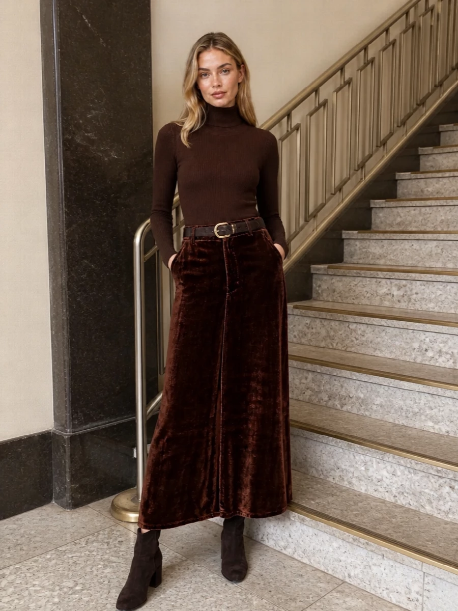 Pierre louise mascia velvet midi brown knit boots