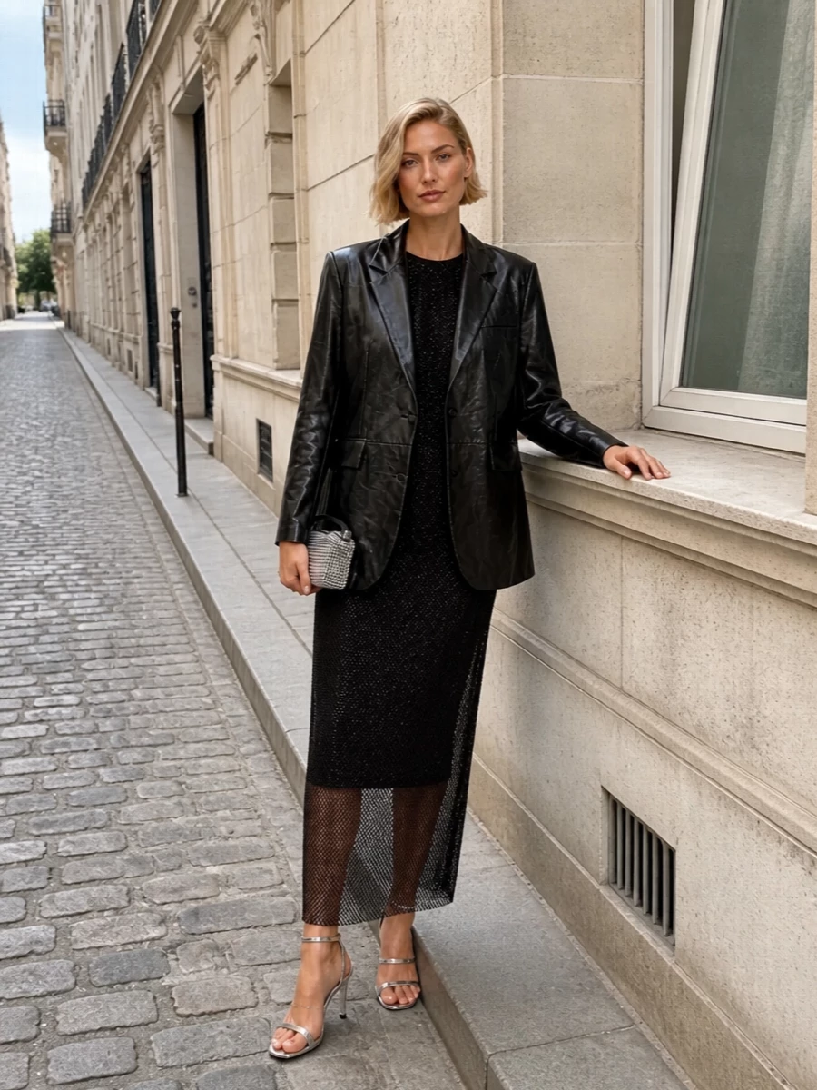 Sportmax black shimmer dress metallic heels