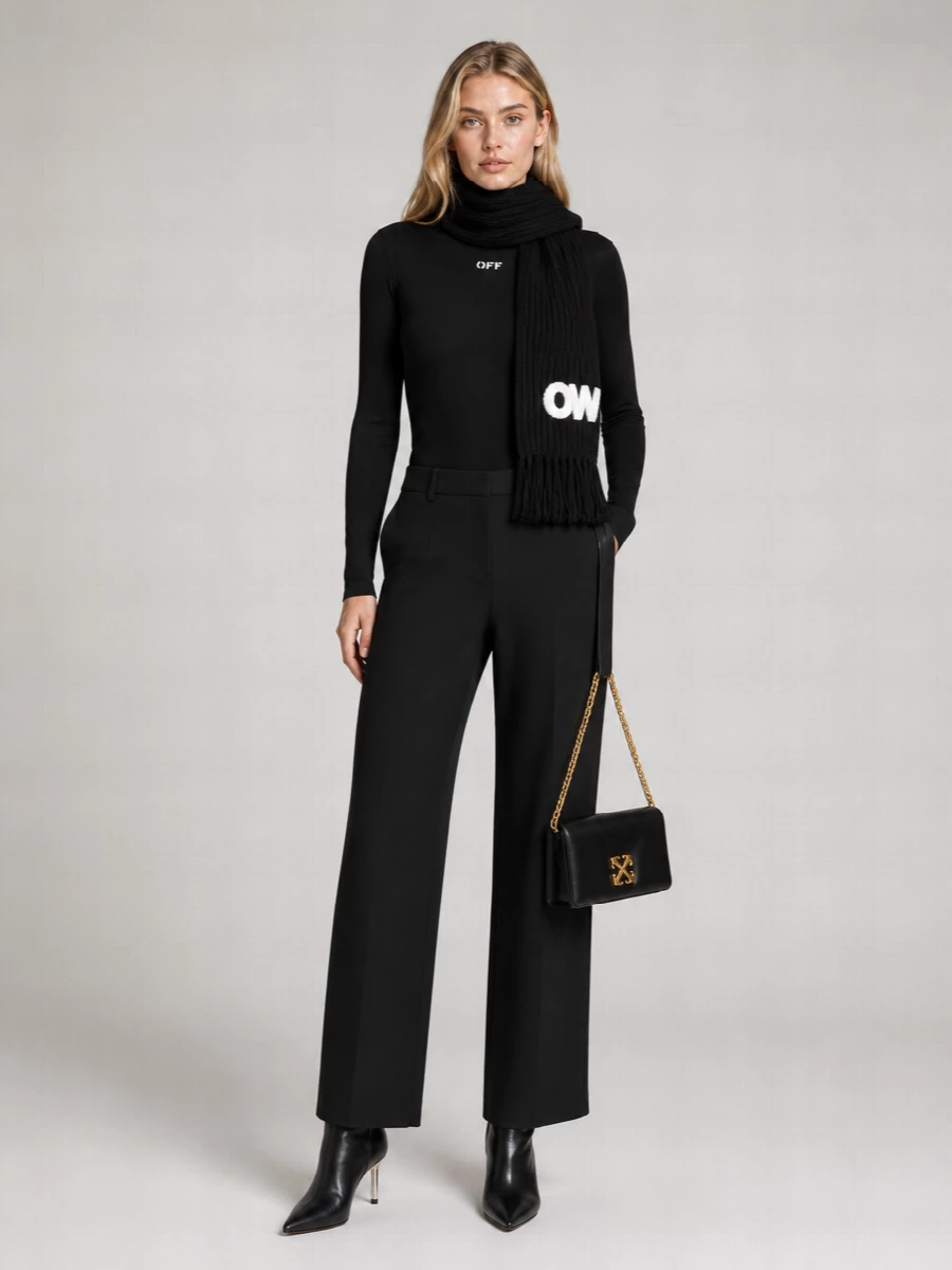Off-White High-Neck Long-Sleeve Top